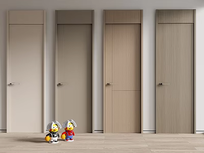 Modern Interior Hinged Doors With Minimalist Design And Various Wood Tones 3d model