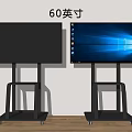 Two 60 Inch TVs on Wheeled Stands with Clear Display Screens