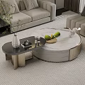 Elegant Modern Coffee Table With Marble Top Gold Frame And Decorative Items 3d model