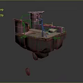 Rusted Floating Building Structure With Metal Hut Platform And Industrial Design