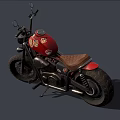 Vintage Red Motorcycle With Brown Seat Decorative Stickers And Black Wheels