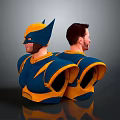 Game Movie Character Blue Yellow Costume With Helmet And Shoulder Armor Design