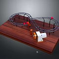 Marble Run Toy With Wooden Base Curved Metal Tracks Red Balls And Mechanical Device
