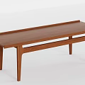 Simple Modern Wooden Dining Table With Long Surface And Lower Crossbeam 3d model