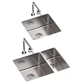 Stainless Steel Kitchen Sink With Single And Double Bowl Designs And Faucet