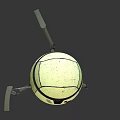 Pale Green Spherical Mechanical Robot With Metal Legs And Surface Line Details