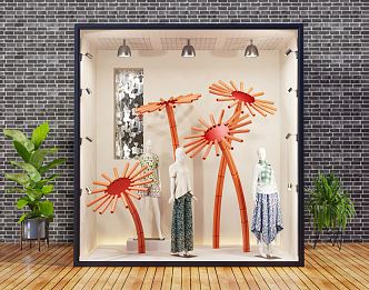 modern window fashion women's clothing 3d model