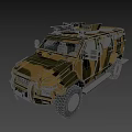 Armored Functional Vehicle With Military Camouflage Design And Roof Mounted Weapon System