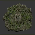 Military Tank Positioned on Circular Rocky Terrain with Green Vegetation in Central Area