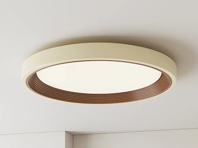 Modern Round Ceiling Light With White Shade And Brown Trim For Interior 3d model