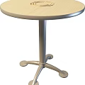 Tech Exhibition Hall Round Light Colored Table with Silver Metal Legs for 3d model