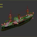 Detailed Battleship Scale Model With Turrets Smokestacks Masts And Deck Structure 3d model