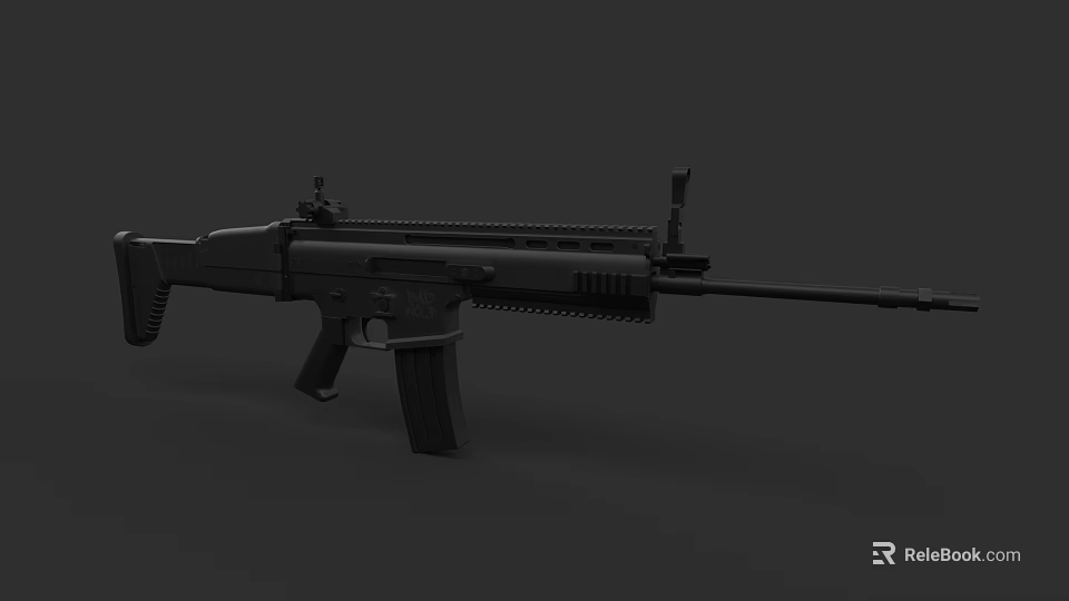 Modern Tactical Assault Rifle 3D Model with Scope and Black Finish 3d model 
