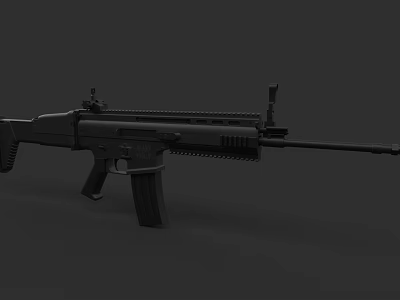 Modern Tactical Assault Rifle 3D Model with Scope and Black Finish 3d model