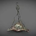 Industrial Equipment Hanging Metal Chain Structure With Rustic Surface And Multi Legged Base