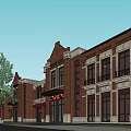 King Way Commercial Street Featuring Red Brick Building Central Fountain and Outdoor Seating