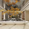 Luxurious Modern Sales Office Featuring Golden Ceiling Decor Sand Table Model And Marble Floor