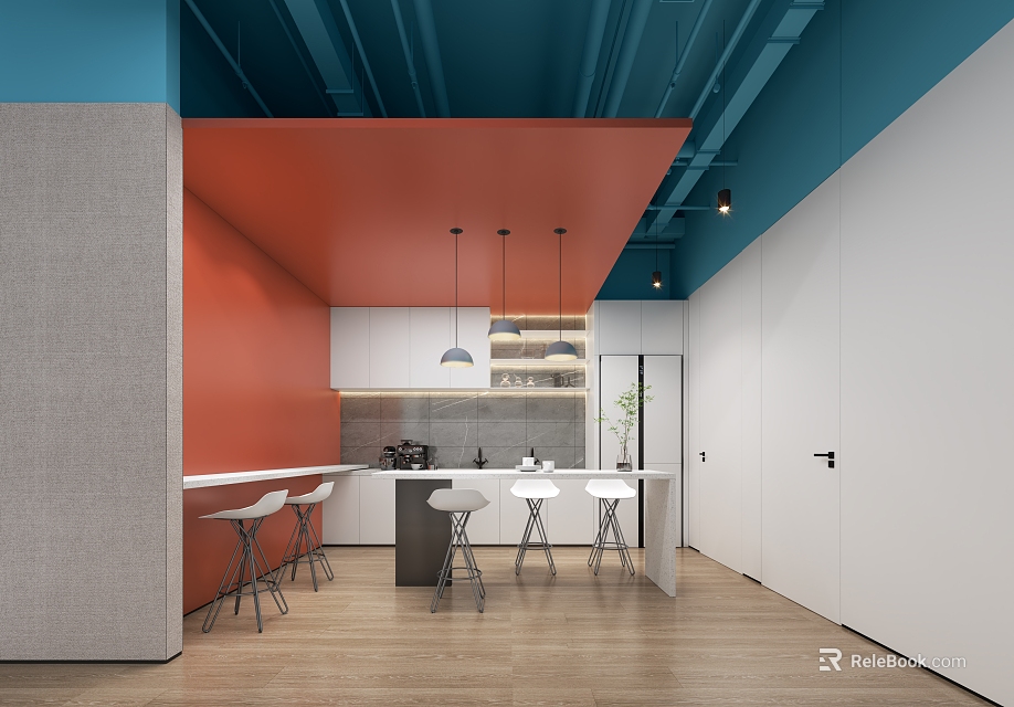 Modern Open Lounge Area With Stylish Seating And Contemporary Design 3d model 