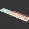 White Multi tiered Bleacher Structure Design With Railings Steps And Platform 3d model