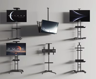 Various Televisions Displayed With Different Floor Stands And Mount Designs 3d model