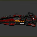 Futuristic Sci Fi Spaceship 3D Model With Red Black Mechanical Design And Glowing Elements 3d model