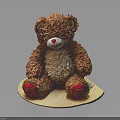 Wooden Round Decorative Stand Furniture With Brown Teddy Bear On Top
