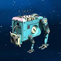 Smart Machine Robot With Mechanical Legs Antennas And Circular Dashboard In Starry Space