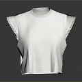 Elegant White Sleeveless Top With Ruffled Sleeves And Beaded Details