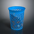 Blue Perforated Plastic Wastebasket with Hollow Design for Home Office Use
