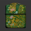 Vibrant Decorative Ornament Set With Green And Yellow Natural Leaf Pattern For Home Decor