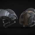 Tactical Protective Helmet With Transparent Visor Dual Color Mesh Panel And Straps
