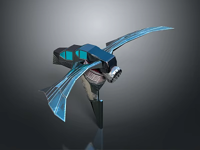 Futuristic Aircraft Model Featuring Blue Wing Structure And Black Turbine Engine Design 3d model
