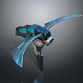 Futuristic Aircraft Model Featuring Blue Wing Structure And Black Turbine Engine Design
