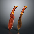 Handcrafted Tactical Knives With Brown Textured Handles Metal Blades And Leather Sheaths