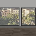 modern floor-to-ceiling windows 3d model