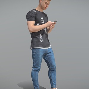 Messages men play mobile phone men 3d model