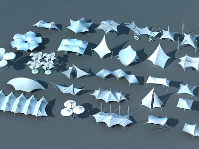 Tensile Membrane Structural Models With Various Shapes And Diverse Designs 3d model