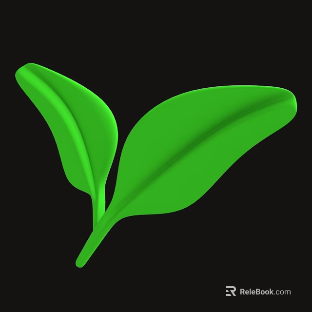 Arbor Seedling With Two Fresh Lush Green Leaves On Black Background 3d model 
