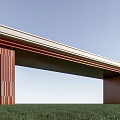 Modern Entrance Gate Design For Shidaowan New Project With Wooden Columns And Stone Wall