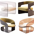 Modern Single Sofa Various Designs With Acrylic Frames Curved Structure And Colorful Upholstery 3d model