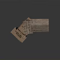Historical Wooden Basement Interior With Weathered Beams And Flagstone Floor