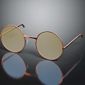 Round Frame Sunglasses With Rose Gold Metal Frame And Light Tinted Lenses