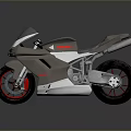 Futuristic Silver Motorcycle With Streamlined Body Red Accent Wheels And Metallic Reflective Surface