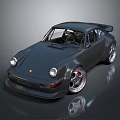 Shiny Black Classic Sports Car With Rear Spoiler And Sporty Wheels