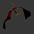 3D Rendered Purple Body Horned Dragon With Red Orange Spread Wings On Gray Gradient Background