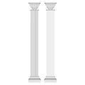 Two Classical Fluted Stone Columns With Ornate Capitals And Base Design