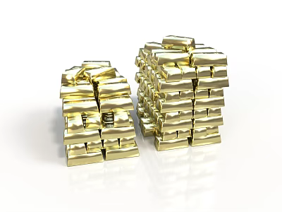 Golden Stacked Household Items For Daily Use And Storage Organization 3d model