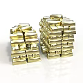 Golden Stacked Household Items For Daily Use And Storage Organization