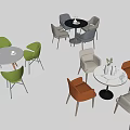 Modern Round Table And Multi Colored Chairs Dining Set For Home 3d model