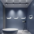 AOJIN Brand Exhibition Display With Blue Panel And Logo In Modern Space